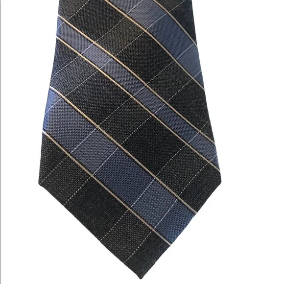 MICHAEL Michael Kors blue plaid checked silk blend tie - Picture 3 of 5